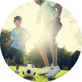 Boy playing football
