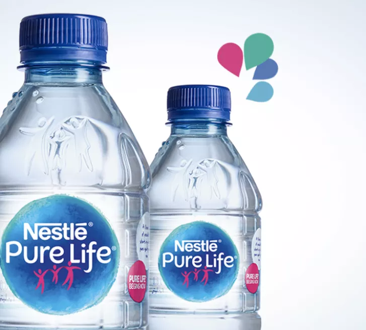 bottles of nestle pure life purified water