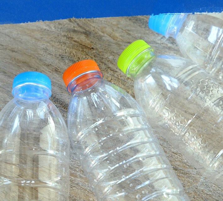 nestle pure life empty water bottles with colored bottle caps