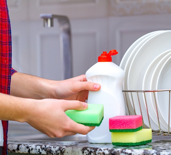 nestle pure life washing the dishes at home