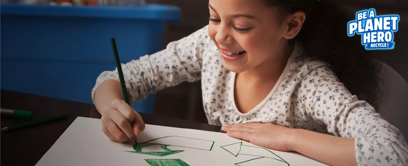 nestle pure life little girl drawing the recycling symbol