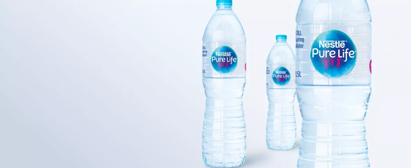 3 bottles of Nestlé Pure Life water bottles – “Frequently asked questions” page