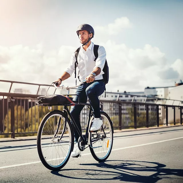 Man riding bike